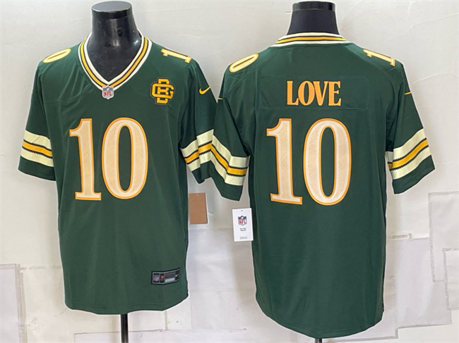 Men's Green Bay Packers #10 Jordan Love Dark Green 2026 Rivalries Collection Limited Stitched Game Jersey